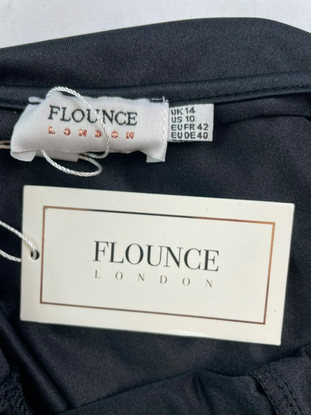 Flounce London Black Maxi Dress With Lace Inserts & Thigh Split Size 10 NWT - Picture 5 of 7